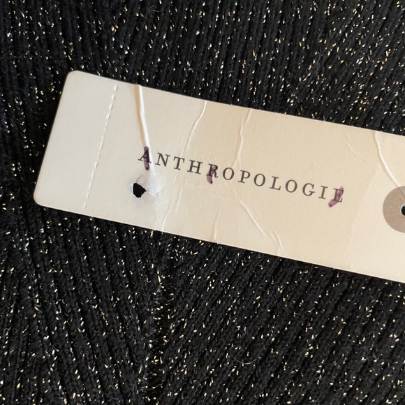NWT Anthropologie Shimmery Sweetheart Black Gold Ribbed Sweater XL - Picture 8 of 10